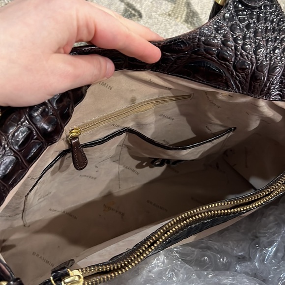 💕 Brahmin crocodile leather purple x large satchel bag nice 💕 - Picture 11 of 15